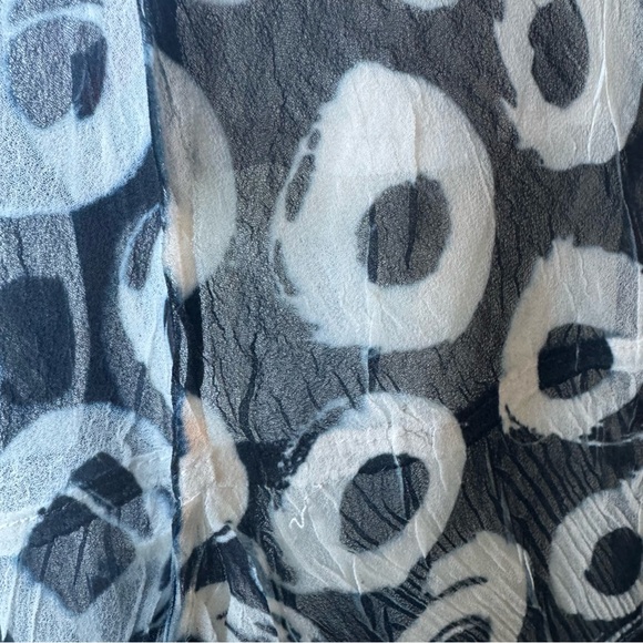 Komarov Crinkle Midi Dress Sheer Boho Blue Cream 2 Pc Layered Textured Stretch - Picture 12 of 15